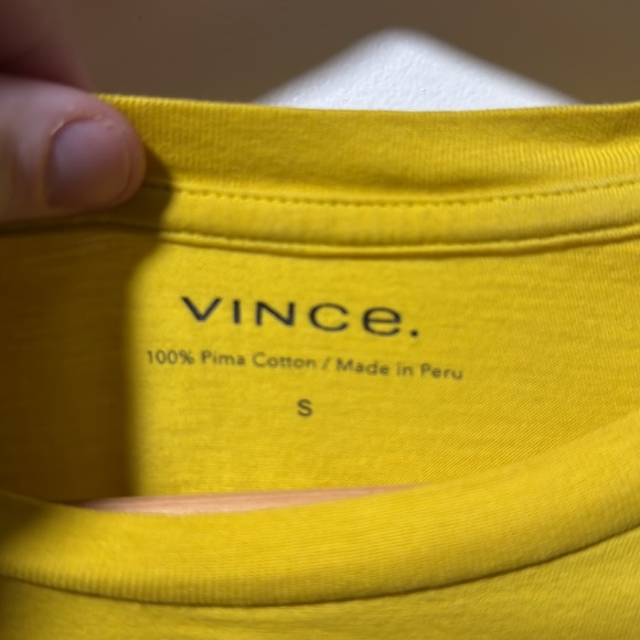Vince yellow pima cotton SS crew neck tee size small - Picture 2 of 5